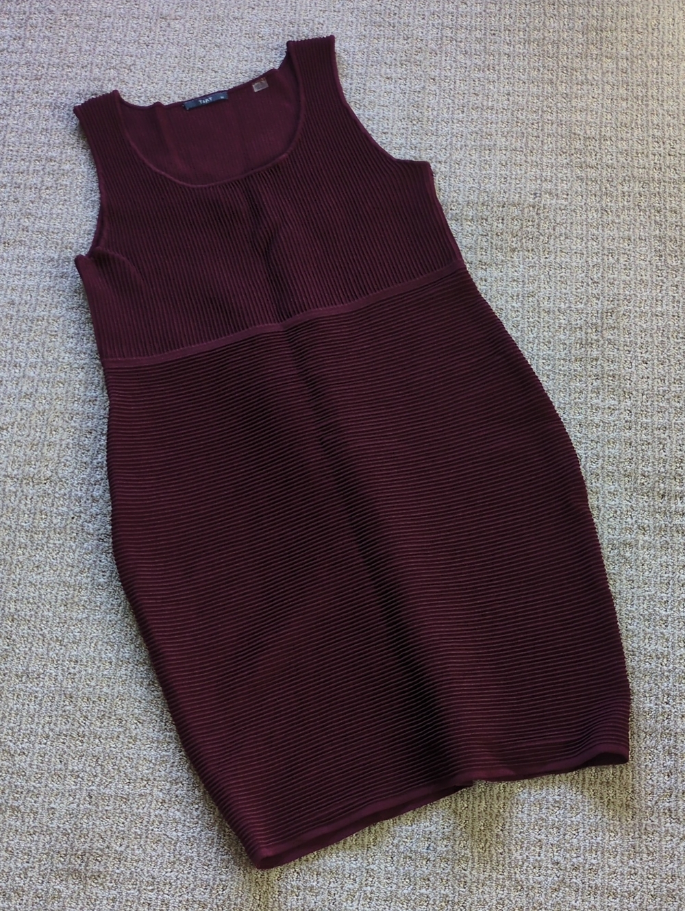 Beautiful TART Burgundy Ribbed Thick-Knit Classic Bodycon Dress, Size 2XL